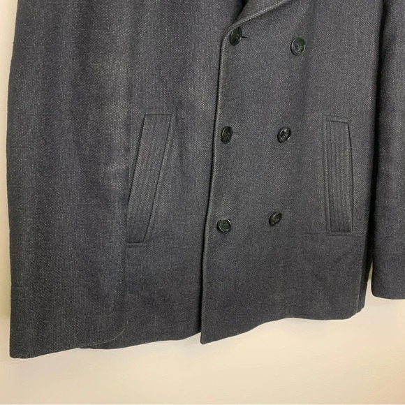 DANIEL HECHTER Charcoal Grey Quilted Lining Wool Zip Up Dress Coat Size L - Picture 3 of 14